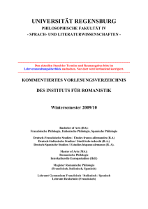 Winteremester 2009/10 - Universit&auml;t Regensburg