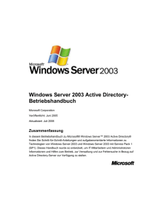 Windows Server 2003 Active Directory-Betriebshandbuch