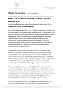 Medieninfo: Ordensverleihung an Pater Leonhard