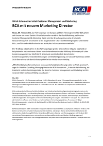 Pressemeldung: BCA mit neuem Marketing Director