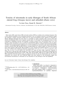 Toxicity of nitromusks in early lifestages of South African