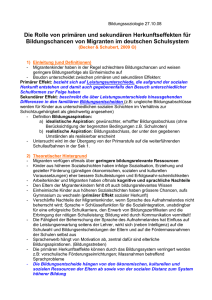 Bildungssoziologie 27.10.08 Die Rolle von primären und