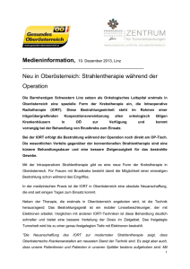 Neu in Oberösterreich: Strahlentherapie während