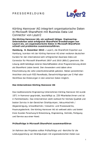 2010-12-08: Körting Hannover AG integriert organisatorische Daten