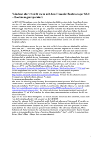 Windows startet nicht mehr mit dem Hinweis: Bootmanager fehlt