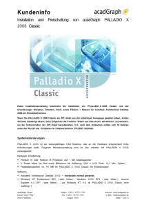 1. Installation von PALLADIO X 2006 Classic