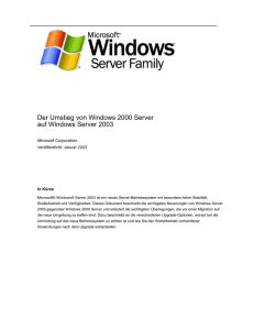 Windows 2003 Migration Einf&uuml;hrung