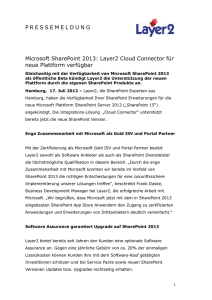 Microsoft SharePoint 2013: Layer2 Cloud Connector für neue