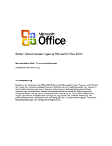 Absicherung der Office 2003-Editionen