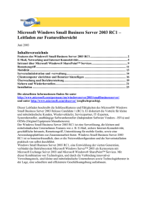 Features des Windows Small Business Server 2003 RC1