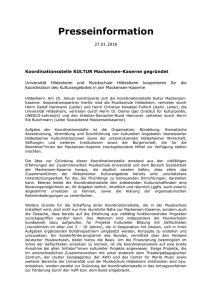 Presseinformation v. 27.01.16 zur Gründung der Koordinationsstelle