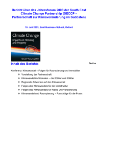 Bericht &uuml;ber das Jahresforum 2003 der South East Climate Change