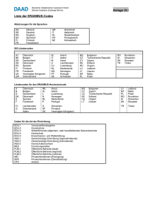 Liste der ERASMUS-Codes und Fächerschlüssel