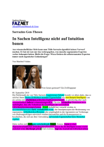 Sarrazins Gen-Thesen In Sachen Intelligenz nicht auf Intuition