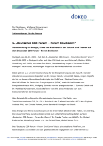 Für Rückfragen: Wolfgang Scheunemann - Deutsches CSR
