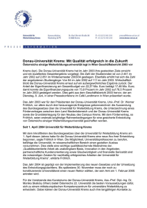 Donau-Universit&auml;t Krems: Mit Qualit&auml;t erfolgreich in die Zukunft