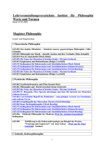 Lehrveranstaltungsverzeichnis Institut für Philosophie Werte und