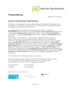 Pressemitteilung des Deutschen Übersetzerfonds