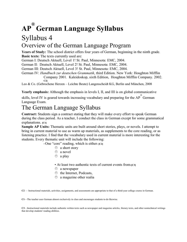 AP® German Language Syllabus