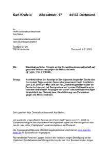 Sehr geehrter Herr Generalbundesanwalt Kay Nehm,