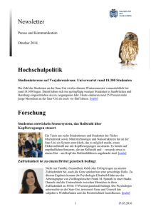 Newsletter Oktober 2014 - Universität des Saarlandes
