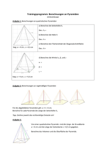 Arbeitsblatt mit Lösungen: Berechnungen an Pyramiden