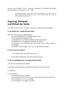 Ursprung, Zwiespalt und Einheit der Seele