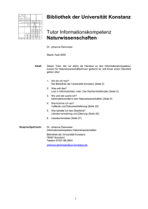 &Uuml;bungen: Katalogsuche - Universit&auml;t Konstanz