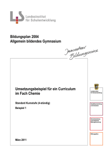 Curriculum Chemie Gymnasium Standard Kursstufe (Beispiel 1)