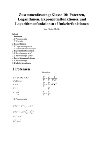 Exponentialfunktionen und Logarithmusfunktionen