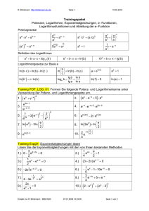 Funktionen, Logarithmusfunktionen und Ableitung der e