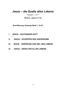 Jesus - Teil 1/3 - Die Quelle allen Lebens