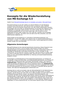 Konzepte f&uuml;r die Wiederherstellung von MS Exchange