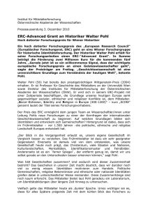 ERC-Advanced Grant an Historiker Walter Pohl