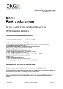 Modul Pankreaskarzinom Kapitel 2 Erhebungsbogen