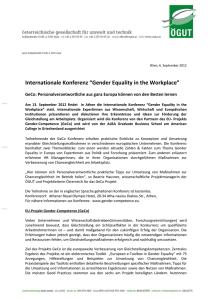Internationale Konferenz “Gender Equality in the Workplace”