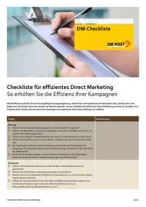Checkliste für effizientes Direct Marketing