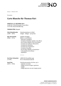 Carte Blanche für Thomas Füri
