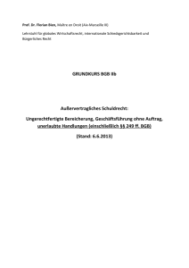 Ungerechtfertigte Bereicherung Gesch&auml;ftsf&uuml;hrung ohne Auftrag
