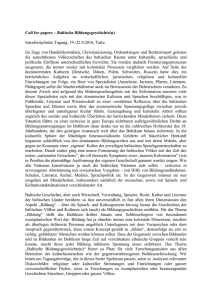 Call for papers * Baltische Bildungsgeschichte(n)