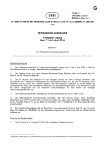 Bericht &uuml;ber die Entwicklungen bei der UPOV, einschliesslich der