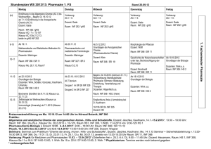 Stundenplan WS 2012/13: Pharmazie 1. FS Stand 20.09.12