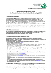 Ordnung für die Bachelor-Thesis der Fakultät Mechanical and