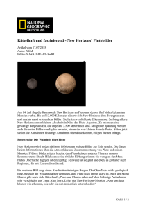 Am 14. Juli flog die Raumsonde New Horizons an Pluto und dessen
