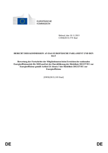 Der Endenergieverbrauch 5 sank in der EU-28 von 1186 Mio