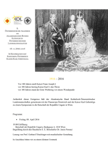 1916 – 2016 Vor 100 Jahren starb Kaiser Franz Joseph I. vor 100