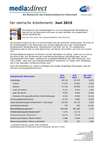 Medieninfo zum steirischen Arbeitsmarkt im Juni 2015