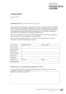 Preis der Hochschule Luzern _ Empfehlung 2015 _ Nachhaltigkeit