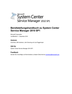 Hinweise für die Installation von Service Manager 2010