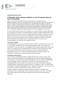 Peter Gutmann plädiert an der FH Campus Wien für mehr Psychologie